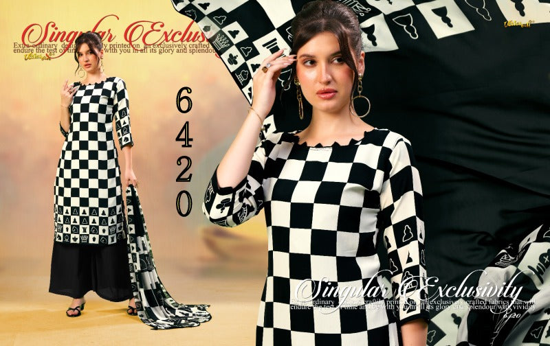 Series 6400 Vaishali Fashions Crape Pant Style Suits Exporter Gujarat