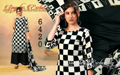 Series 6400 Vaishali Fashions Crape Pant Style Suits Exporter Gujarat