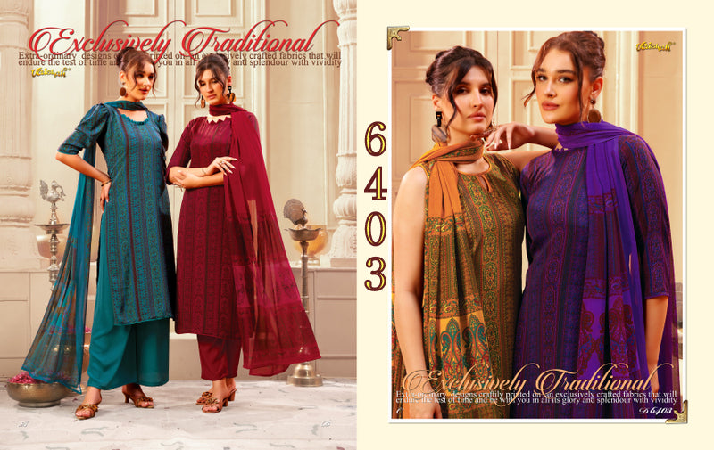Series 6400 Vaishali Fashions Crape Pant Style Suits Exporter Gujarat