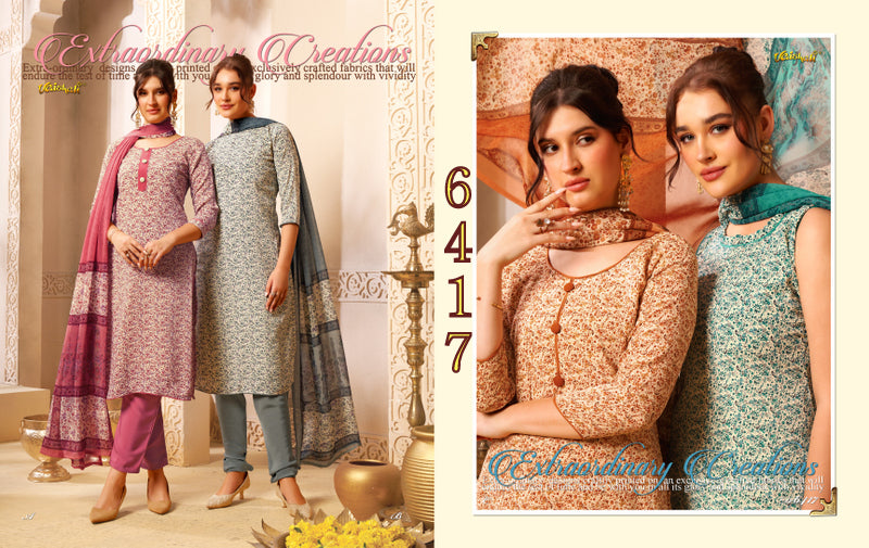 Series 6400 Vaishali Fashions Crape Pant Style Suits Exporter Gujarat