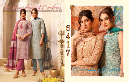 Series 6400 Vaishali Fashions Crape Pant Style Suits Exporter Gujarat