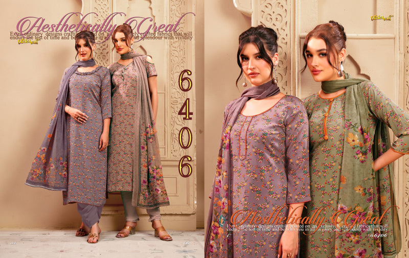 Series 6400 Vaishali Fashions Crape Pant Style Suits Exporter Gujarat