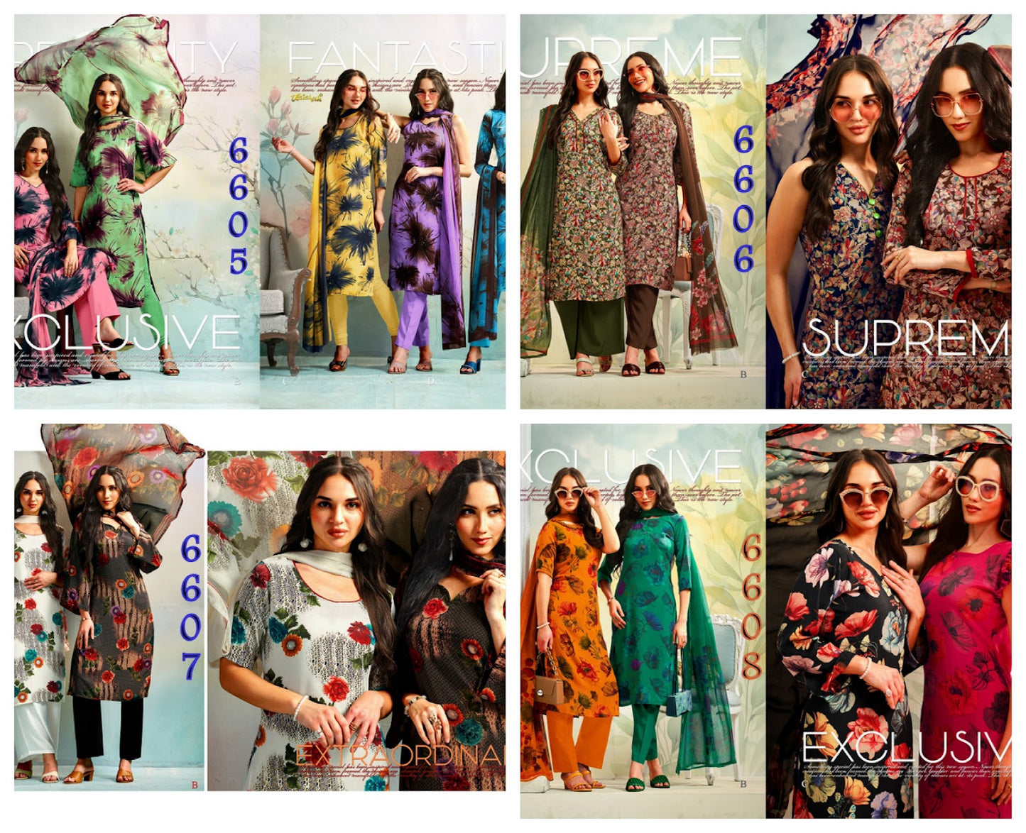 Series 6600 Vaishali Fashions Crape Printed Pant Style Suits Exporter India
