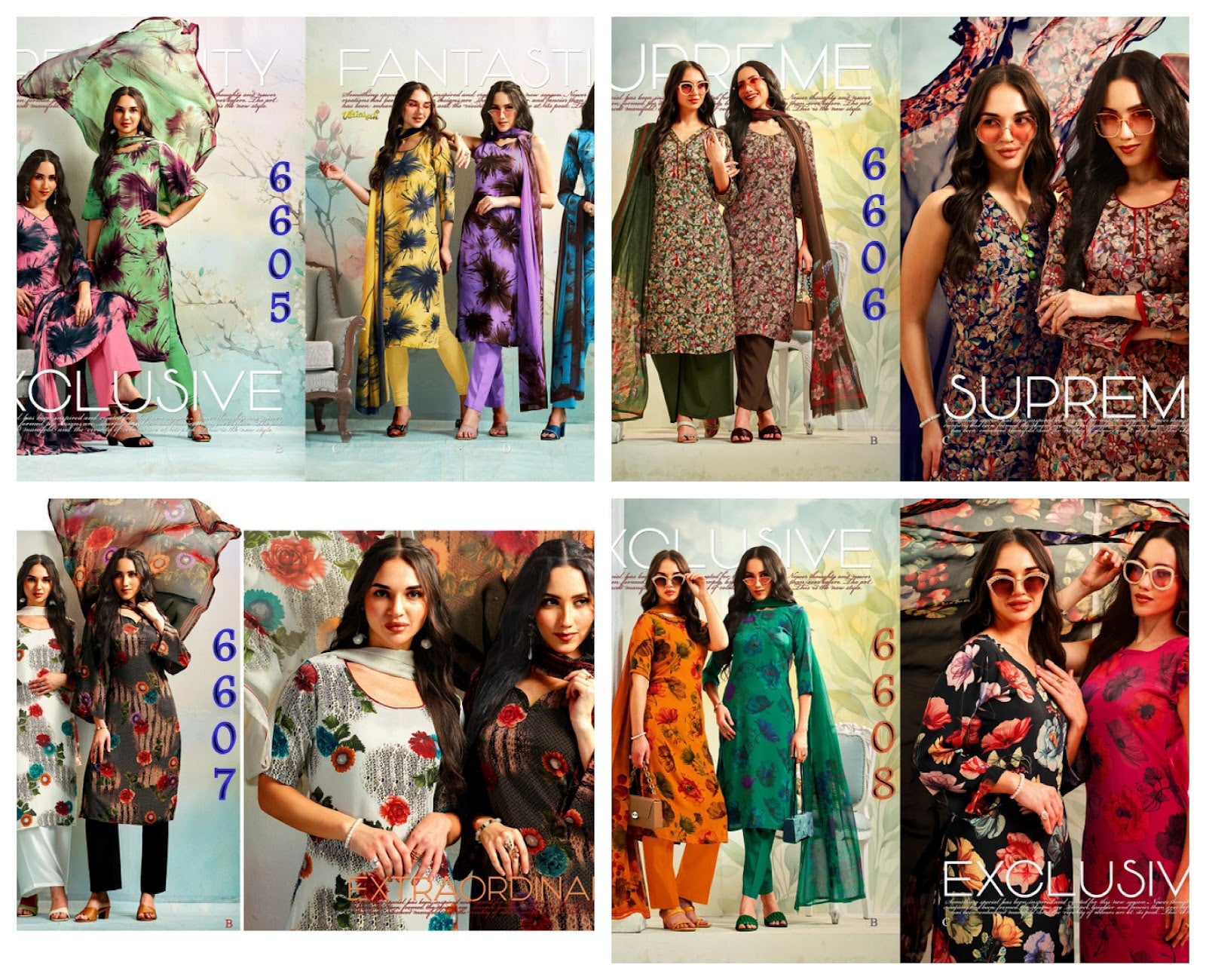 Series 6600 Vaishali Fashions Crape Printed Pant Style Suits Exporter India