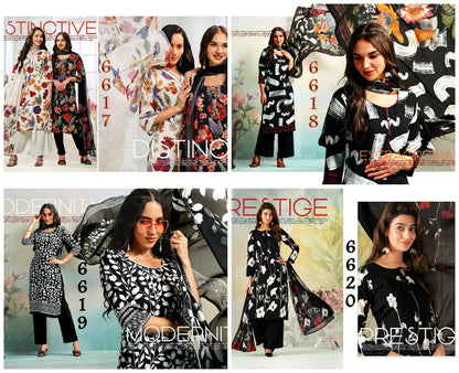 Series 6600 Vaishali Fashions Crape Printed Pant Style Suits Exporter India