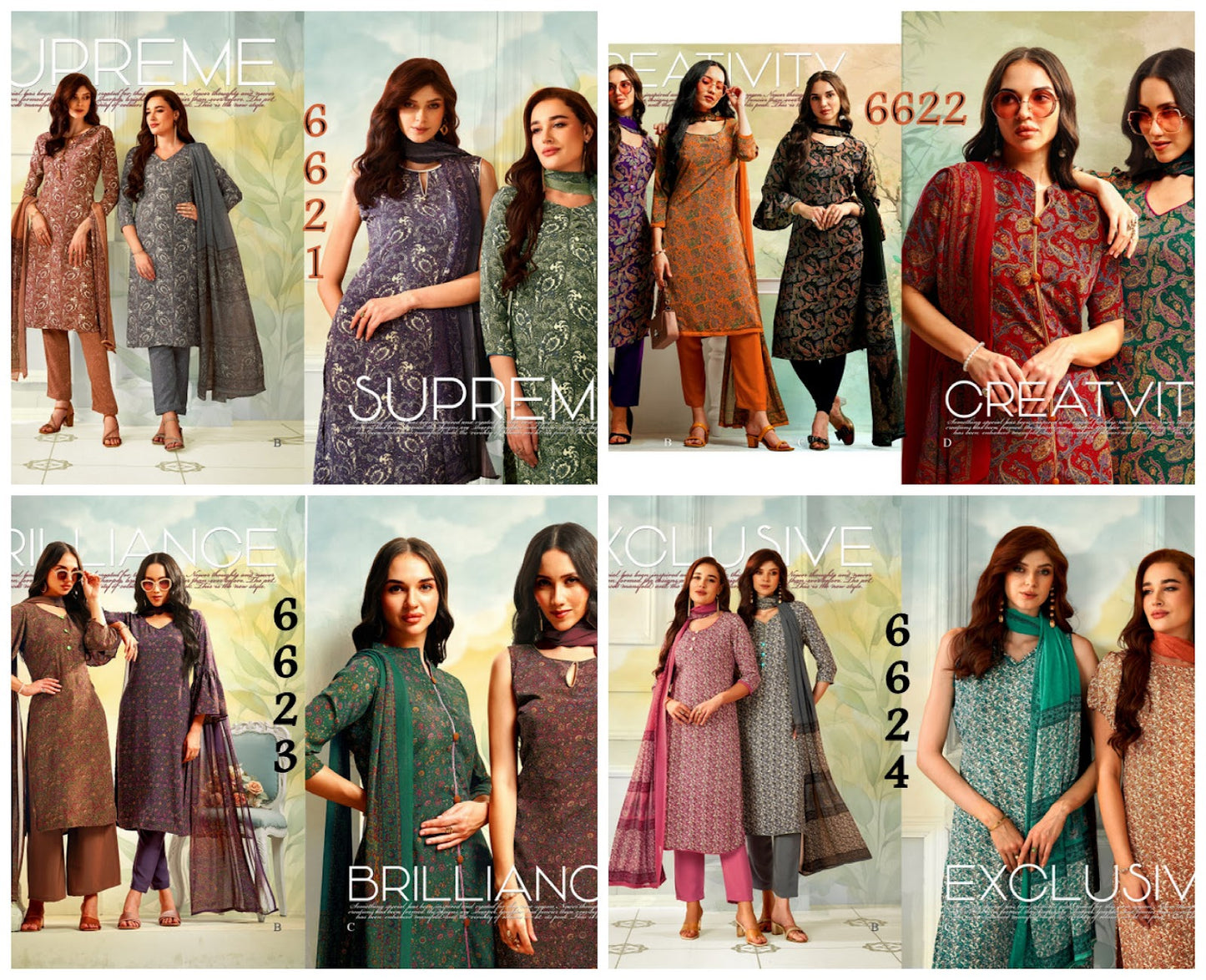 Series 6600 Vaishali Fashions Crape Printed Pant Style Suits Exporter India