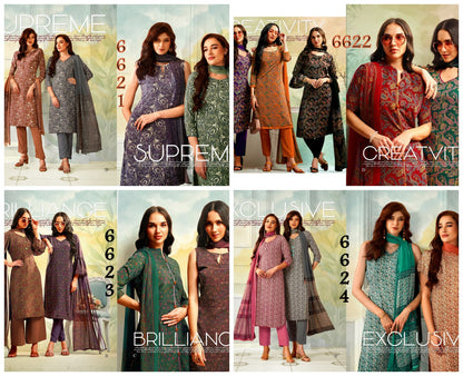 Series 6600 Vaishali Fashions Crape Printed Pant Style Suits Exporter India