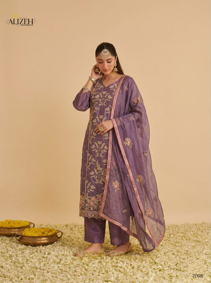 Series 7095-7097 Alizeh Shimmer Silk Pakistani Readymade Suits Wholesale Price
