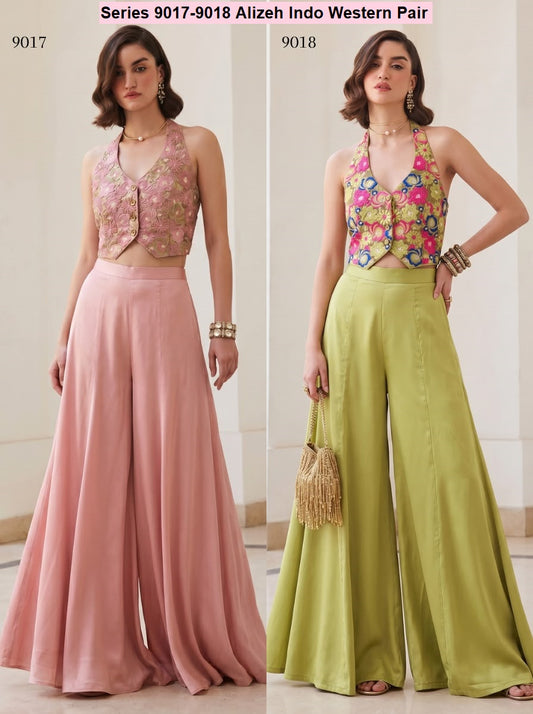 Series 9017-9018 Alizeh Soft Silk Indo Western Pair Wholesaler