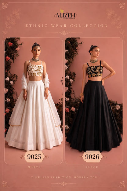 Series 9025-9026 Alizeh Roman Silk Readymade Lehenga Choli Exporter Gujarat