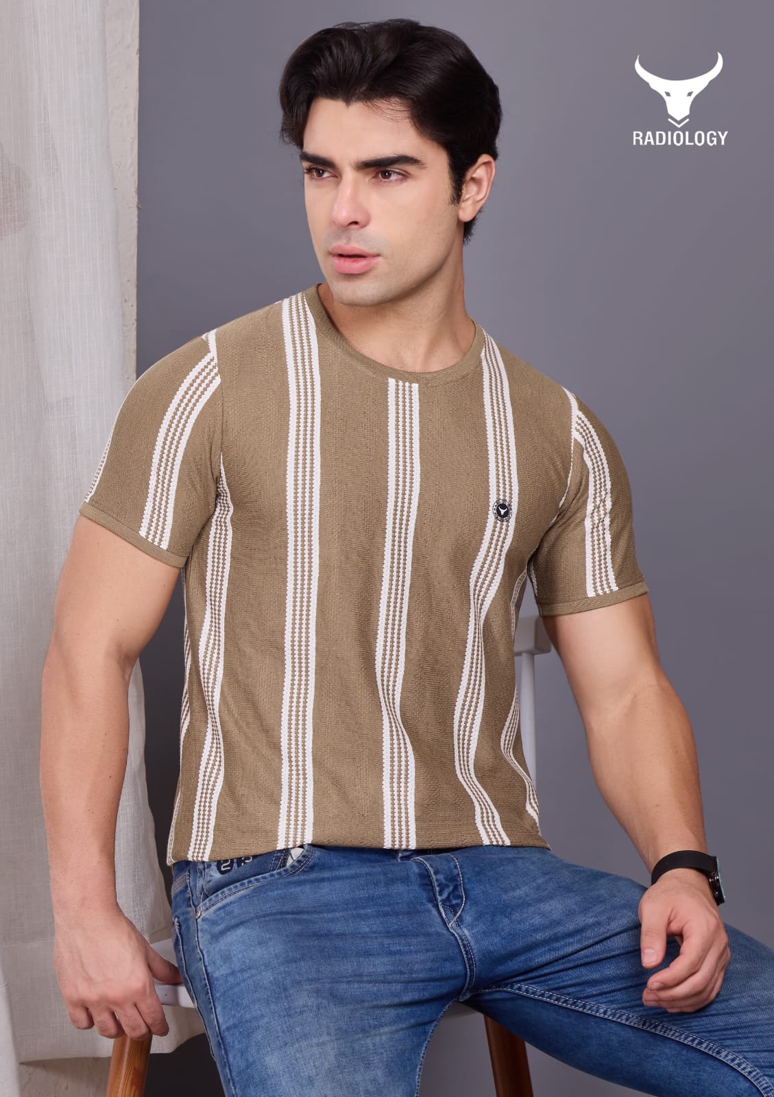 Series No 1217 Stripes Radiology Vertical Mens Tshirts Exporter Gujarat