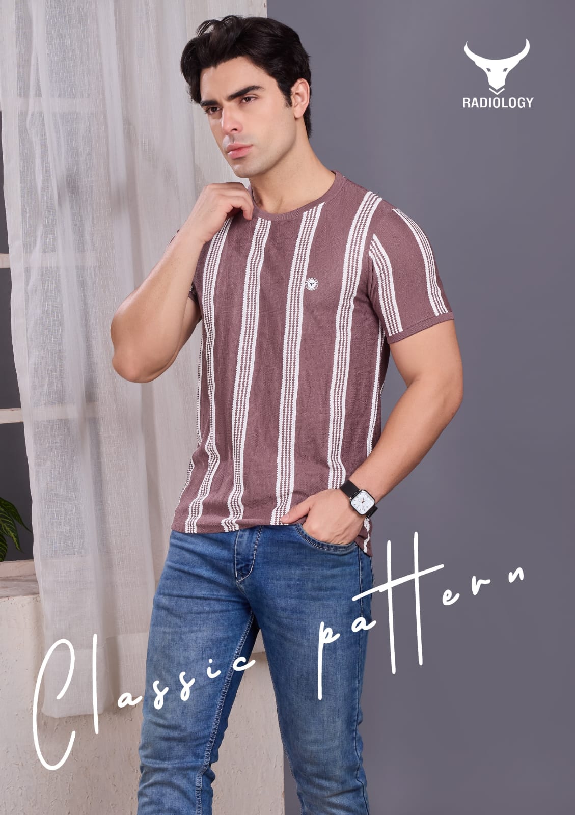 Series No 1217 Stripes Radiology Vertical Mens Tshirts Exporter Gujarat