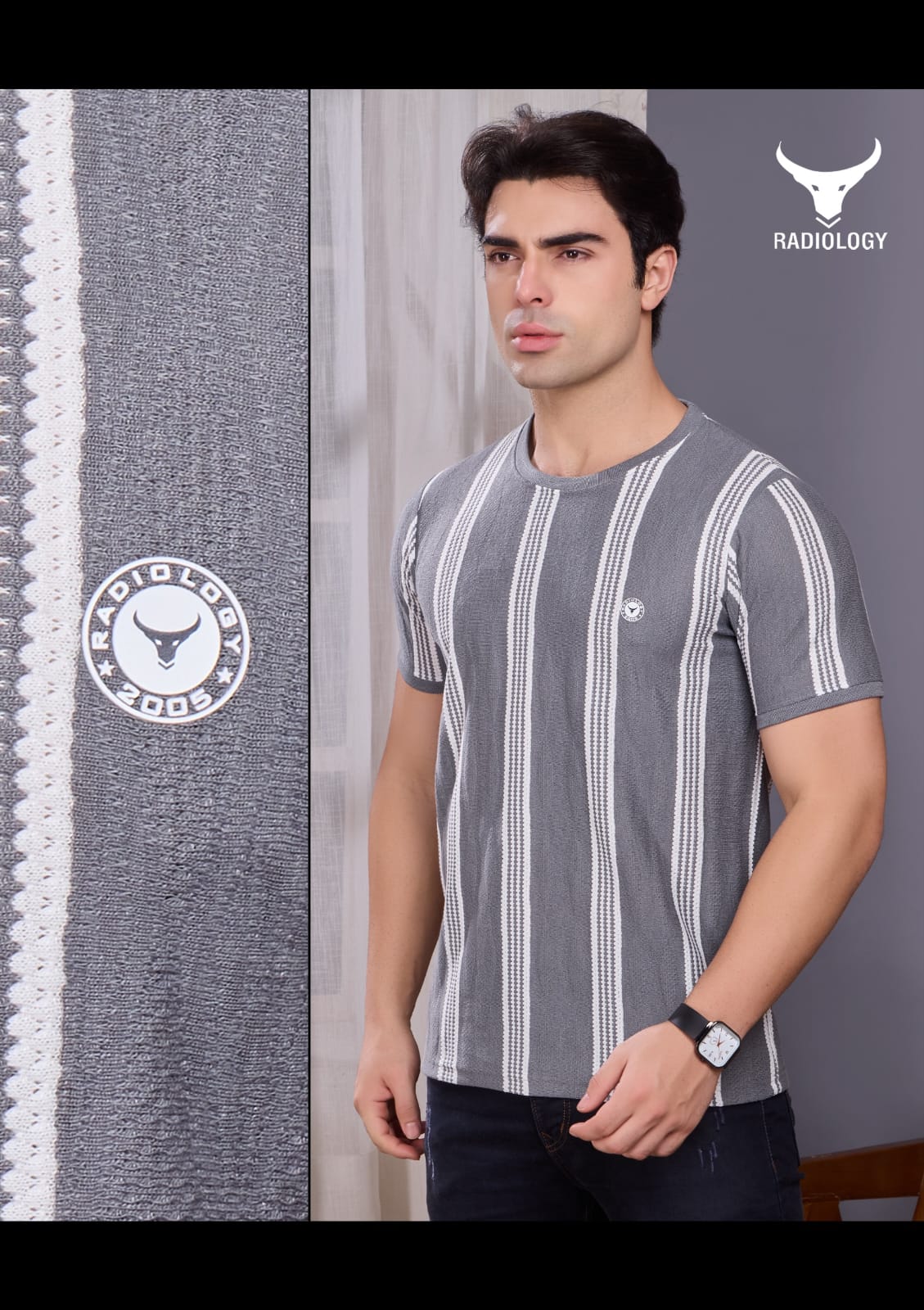 Series No 1217 Stripes Radiology Vertical Mens Tshirts Exporter Gujarat