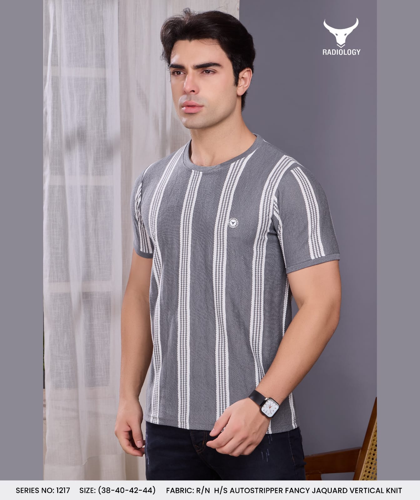 Series No 1217 Stripes Radiology Vertical Mens Tshirts Exporter Gujarat