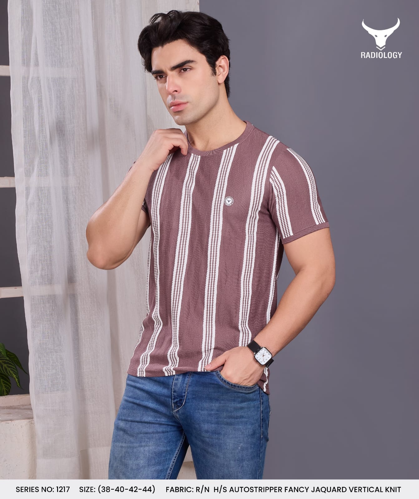 Series No 1217 Stripes Radiology Vertical Mens Tshirts Exporter Gujarat