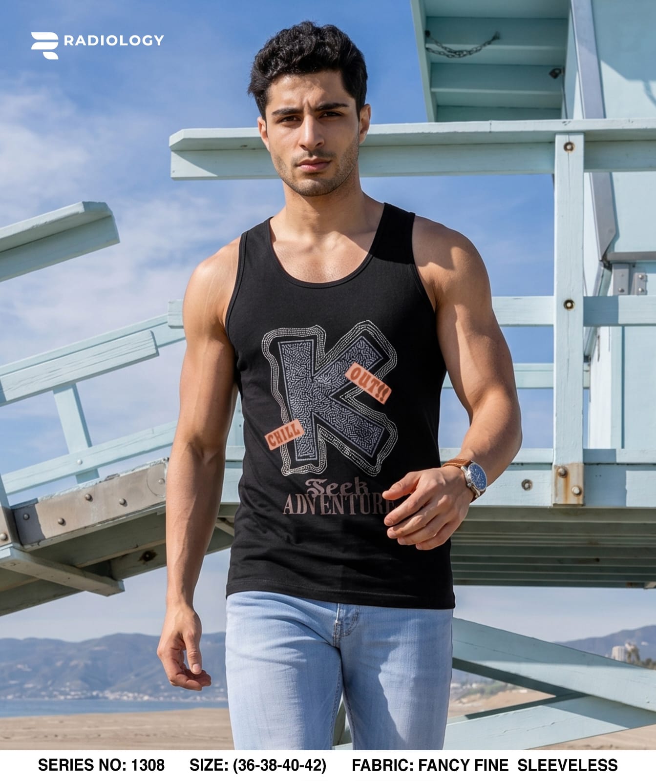 Series No 1308 Radiology Cotton Biowashed Mens Sando Wholesaler