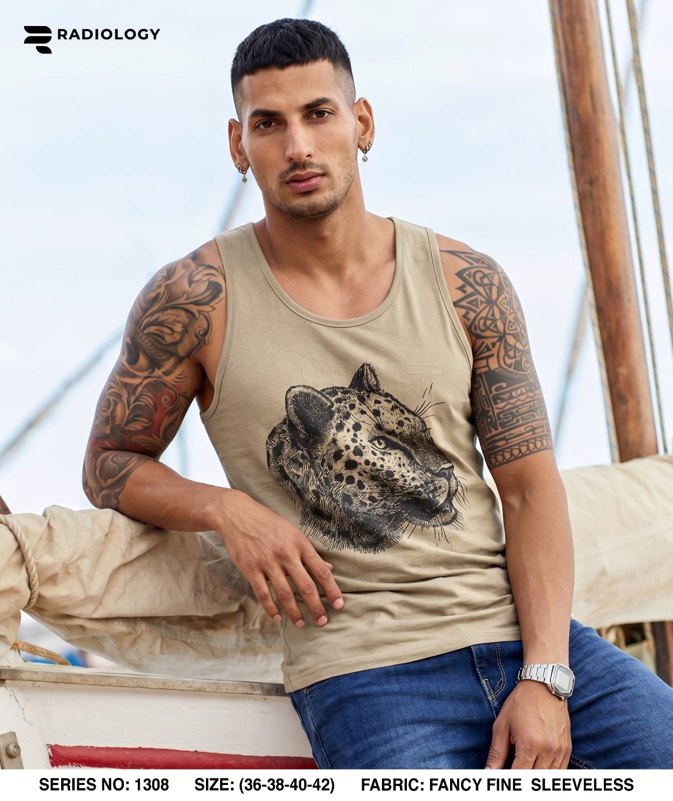 Series No 1308 Radiology Cotton Biowashed Mens Sando Wholesaler