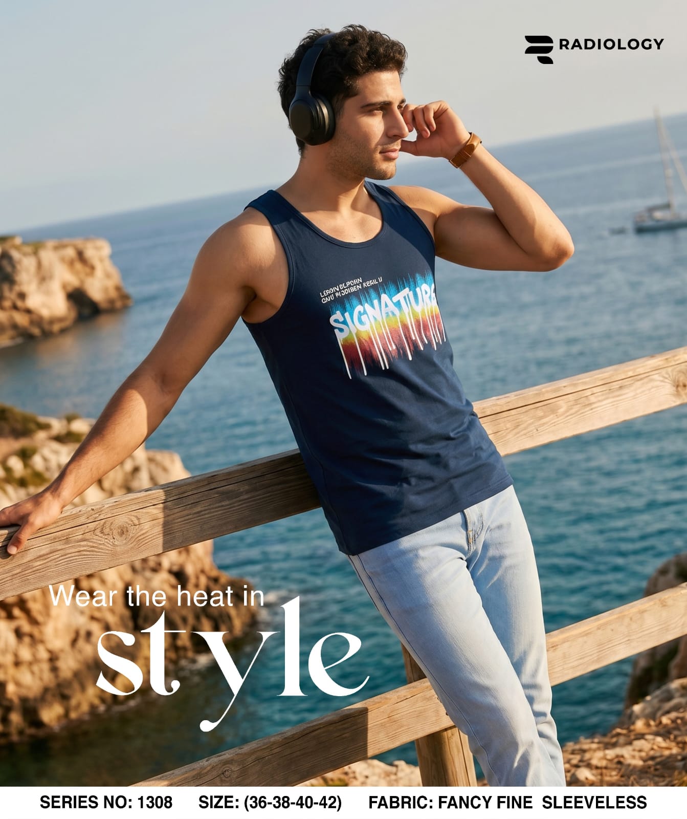 Series No 1308 Radiology Cotton Biowashed Mens Sando Wholesaler