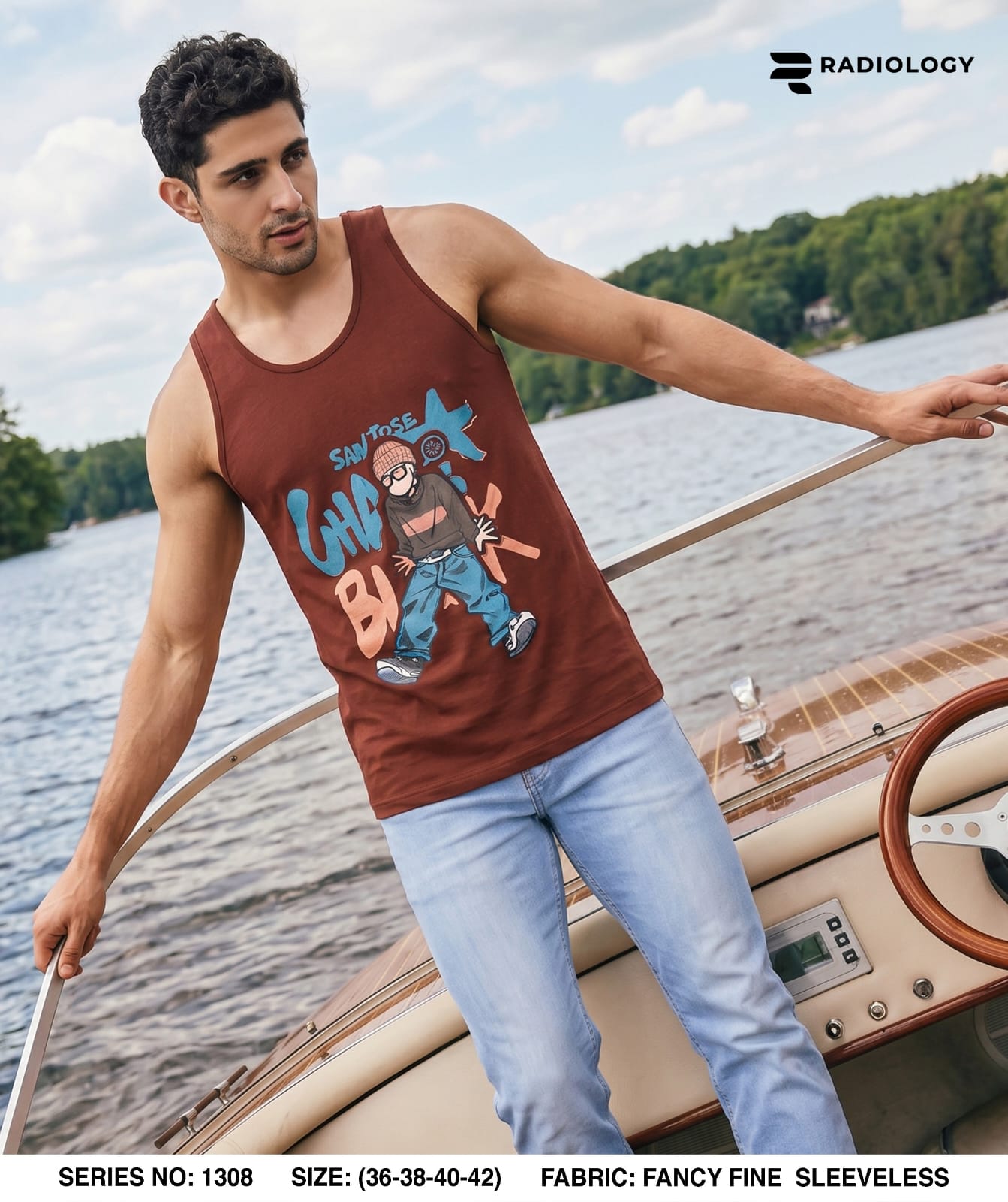 Series No 1308 Radiology Cotton Biowashed Mens Sando Wholesaler
