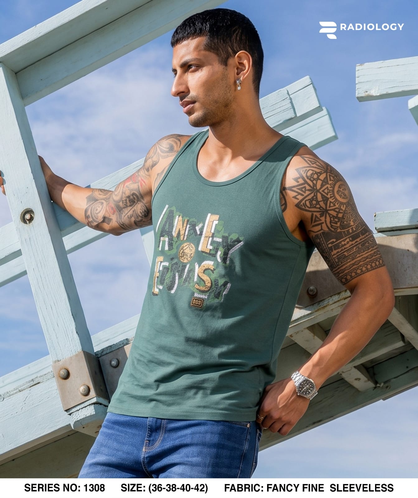 Series No 1308 Radiology Cotton Biowashed Mens Sando Wholesaler