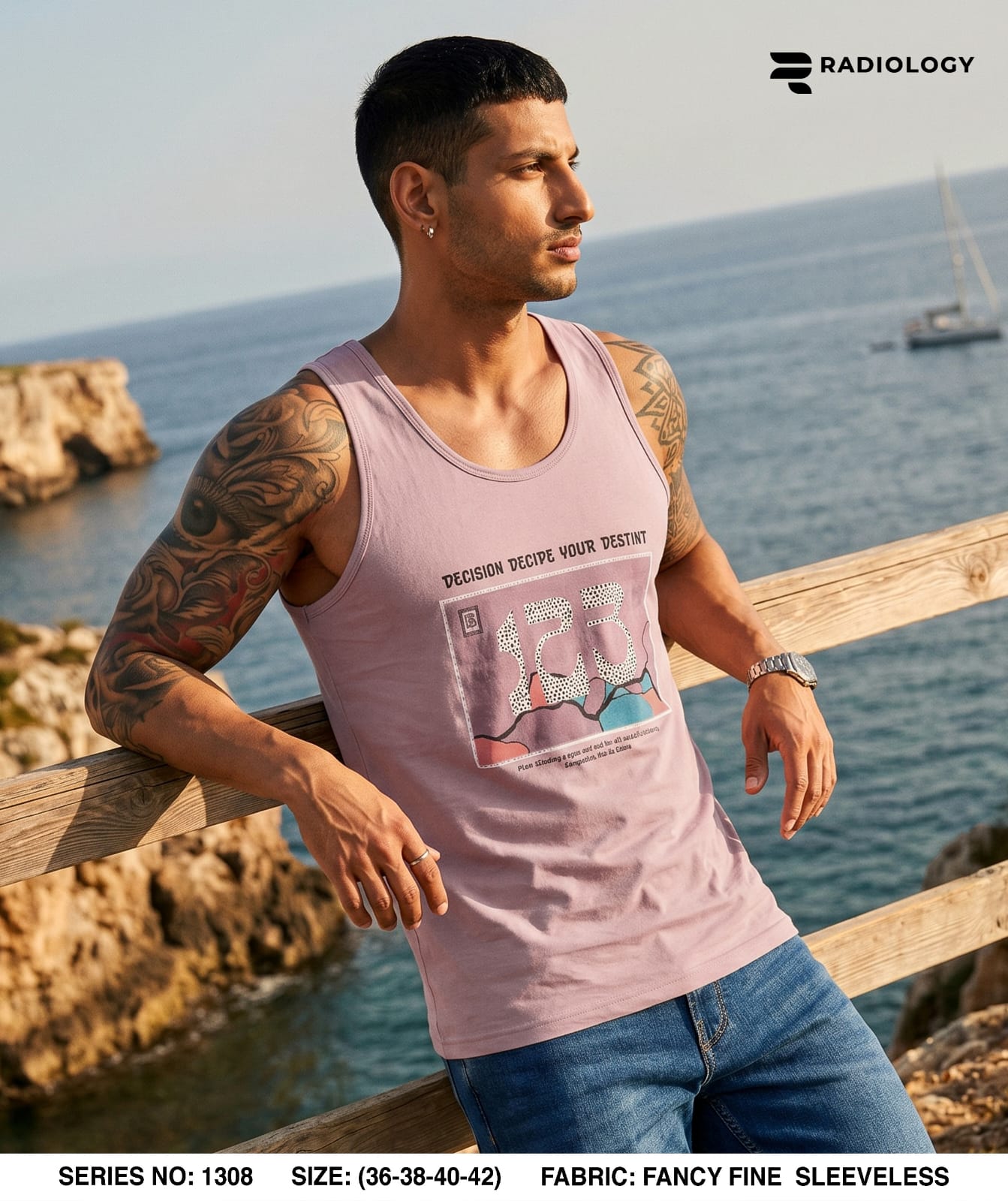 Series No 1308 Radiology Cotton Biowashed Mens Sando Wholesaler