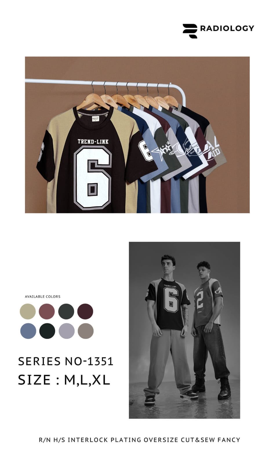 Series No 1351 Oversize Radiology Interlock Mens Tshirts Exporter