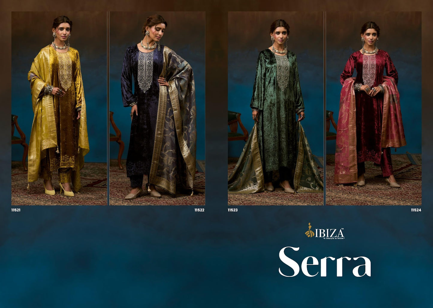 Serra Ibiza Velvet Suits Wholesaler Ahmedabad