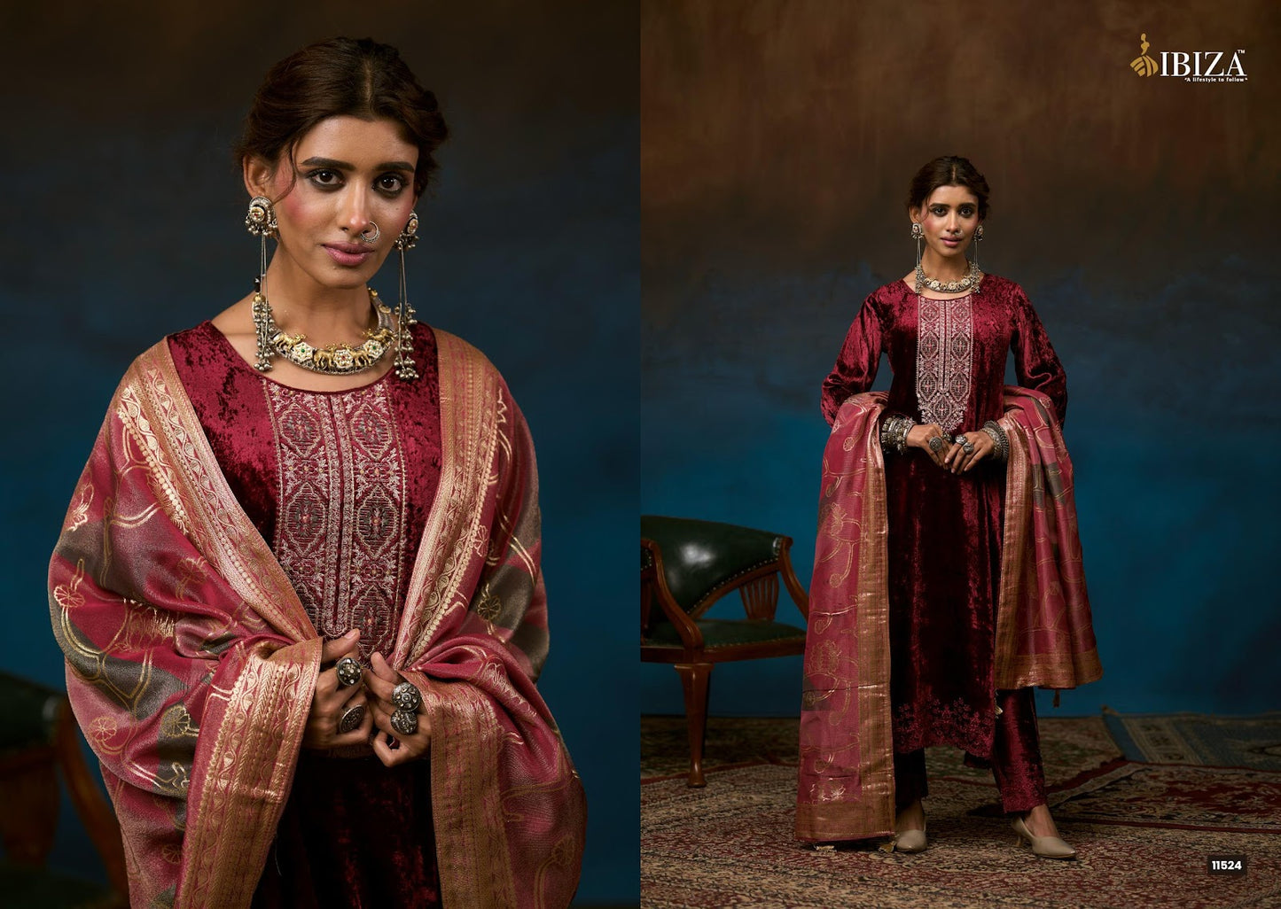 Serra Ibiza Velvet Suits Wholesaler Ahmedabad