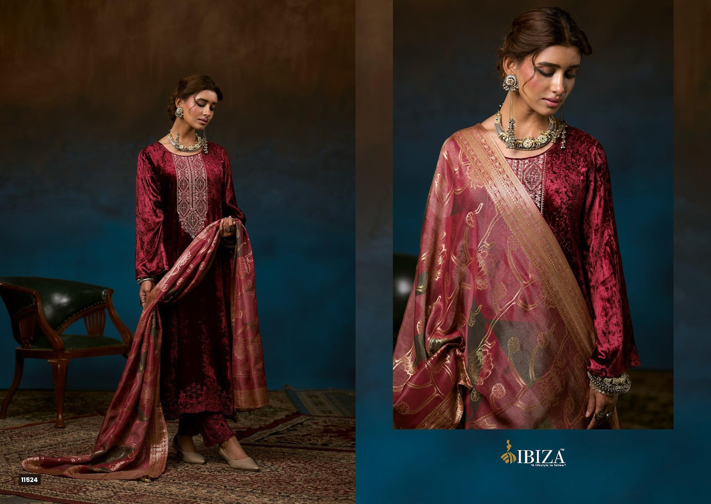 Serra Ibiza Velvet Suits Wholesaler Ahmedabad
