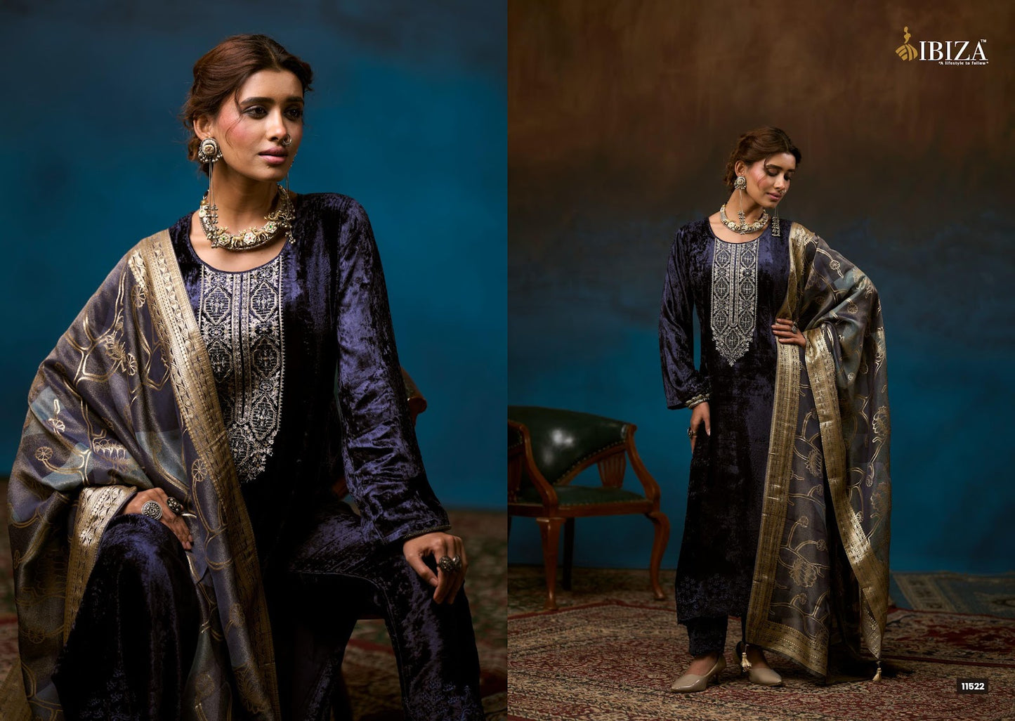 Serra Ibiza Velvet Suits Wholesaler Ahmedabad