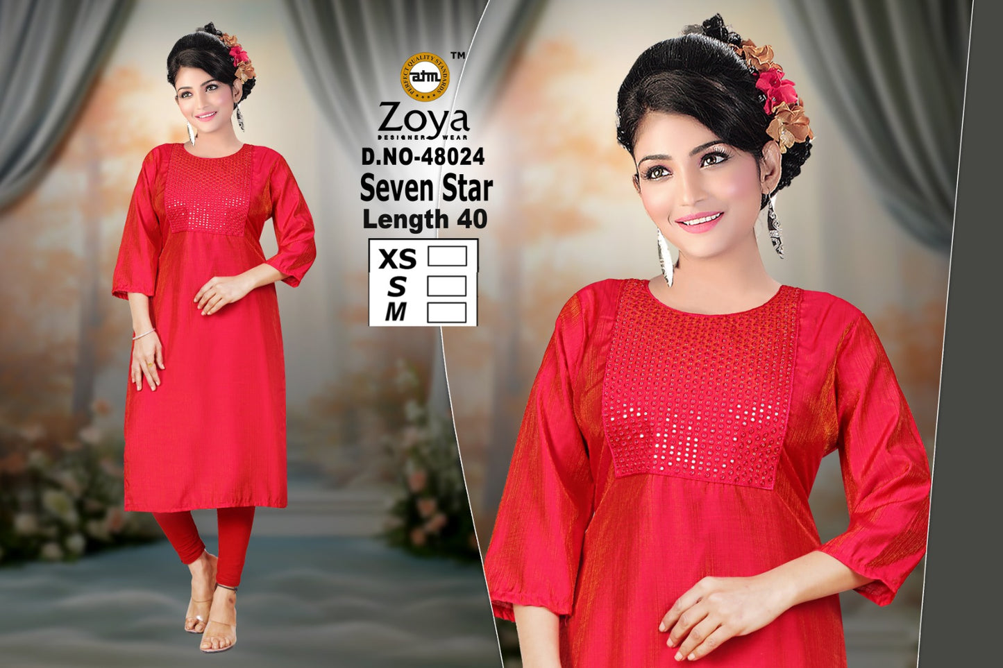 Seven Star Zoya Shimmer Straight Cut Kurtis Exporter Gujarat