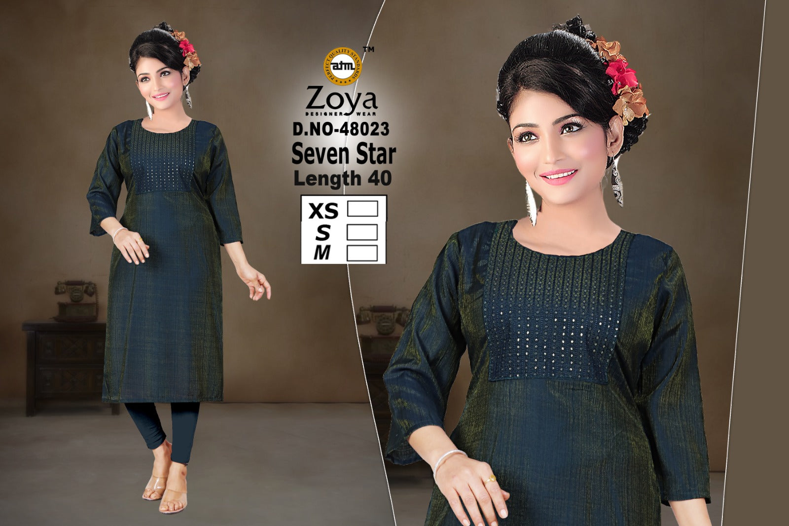 Seven Star Zoya Shimmer Straight Cut Kurtis Exporter Gujarat