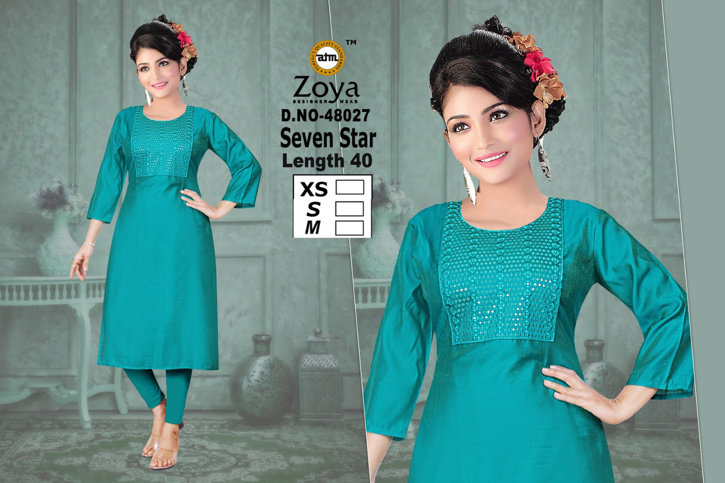 Seven Star Zoya Shimmer Straight Cut Kurtis Exporter Gujarat