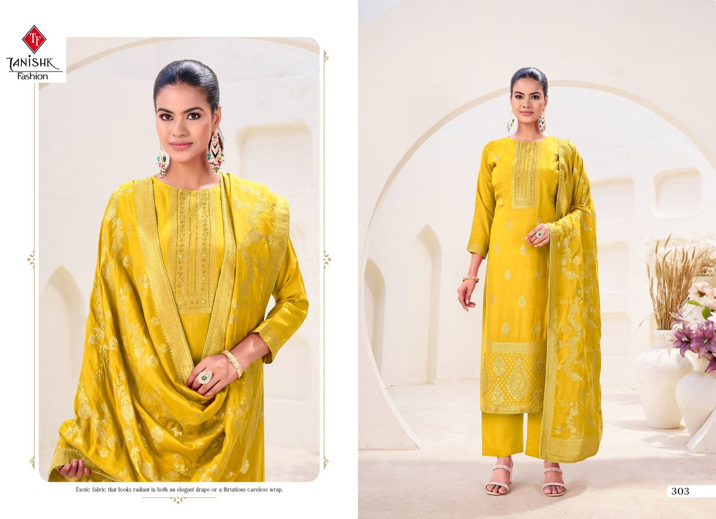 Sezna Tanishk Fashion Muslin Jacquard Pant Style Suits Wholesaler Gujarat