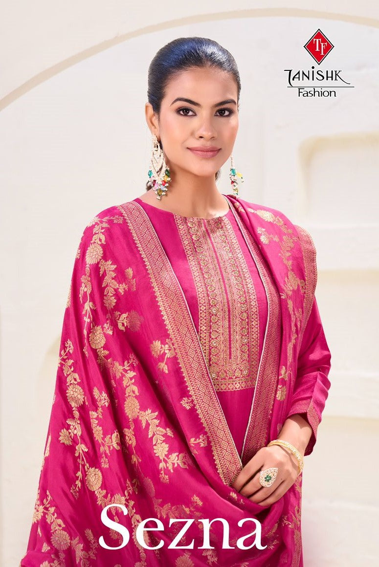 Sezna Tanishk Fashion Muslin Jacquard Pant Style Suits Wholesaler Gujarat