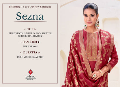 Sezna Tanishk Fashion Muslin Jacquard Pant Style Suits Wholesaler Gujarat