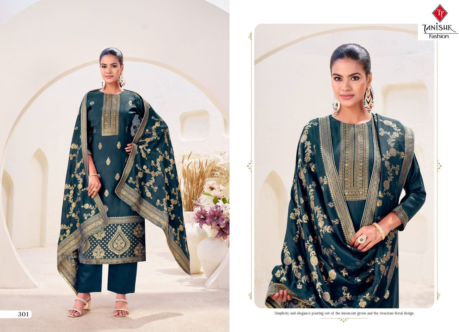 Sezna Tanishk Fashion Muslin Jacquard Pant Style Suits Wholesaler Gujarat