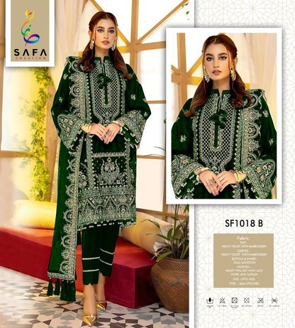Sf-1018-Abcd Safa Creation Velvet Suits Supplier Gujarat