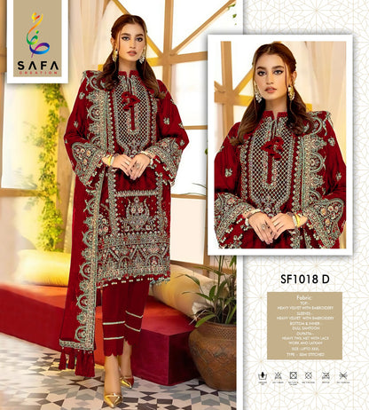 Sf-1018-Abcd Safa Creation Velvet Suits Supplier Gujarat