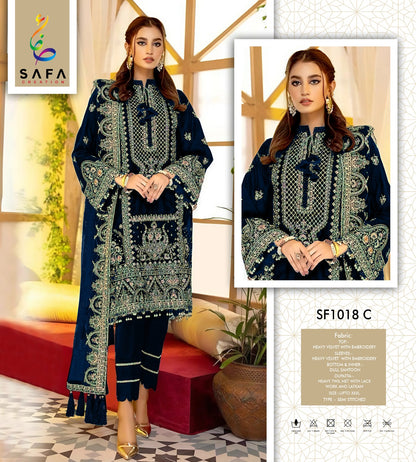 Sf-1018-Abcd Safa Creation Velvet Suits Supplier Gujarat