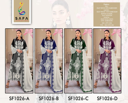 Sf-1026Abcd Safa Creation Rayon Pakistani Salwar Suits Wholesaler Gujarat