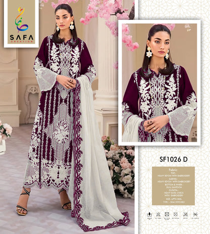 Sf-1026Abcd Safa Creation Rayon Pakistani Salwar Suits Wholesaler Gujarat