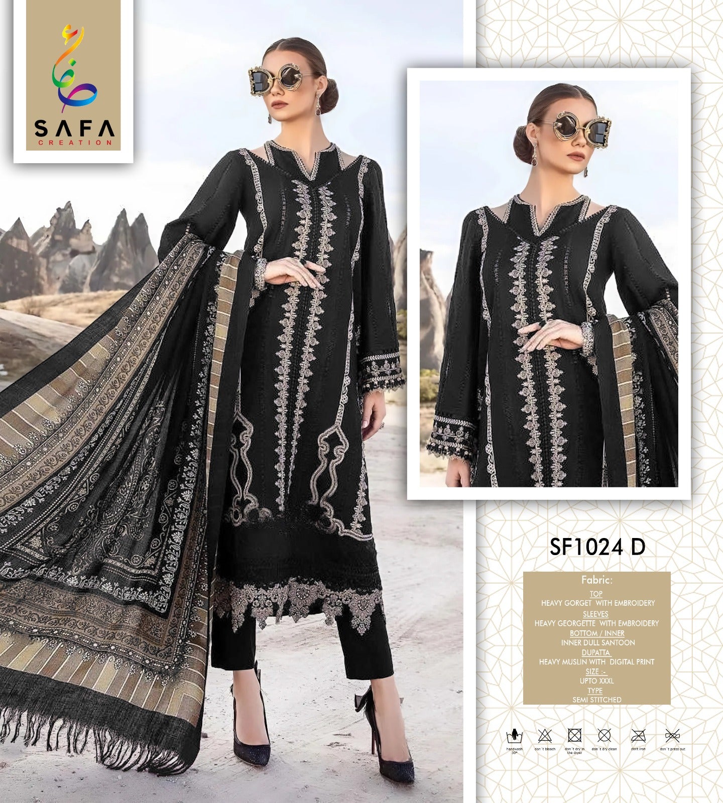 Sf 1024 Safa Creation Georgette Pakistani Salwar Suits Exporter India