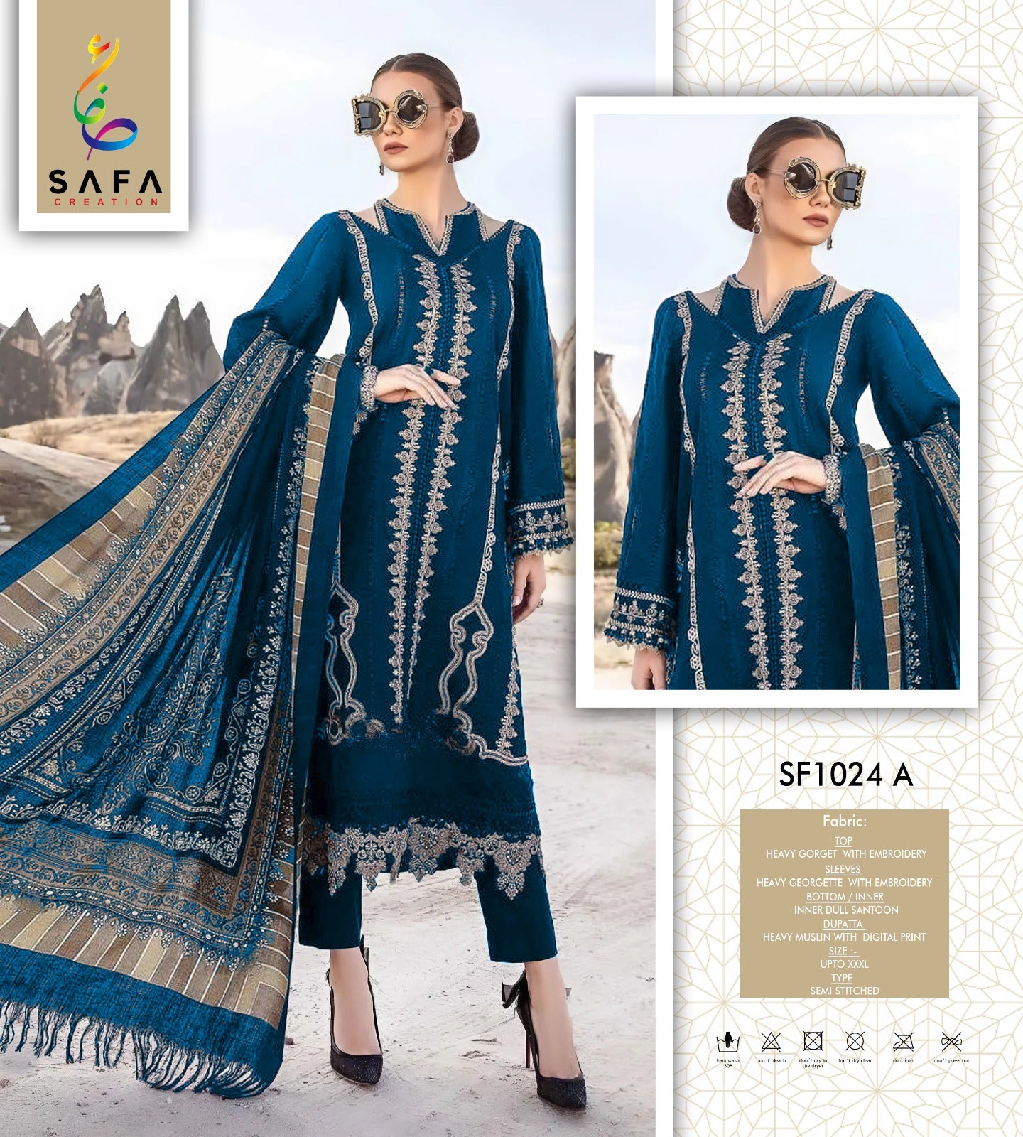 Sf 1024 Safa Creation Georgette Pakistani Salwar Suits Exporter India