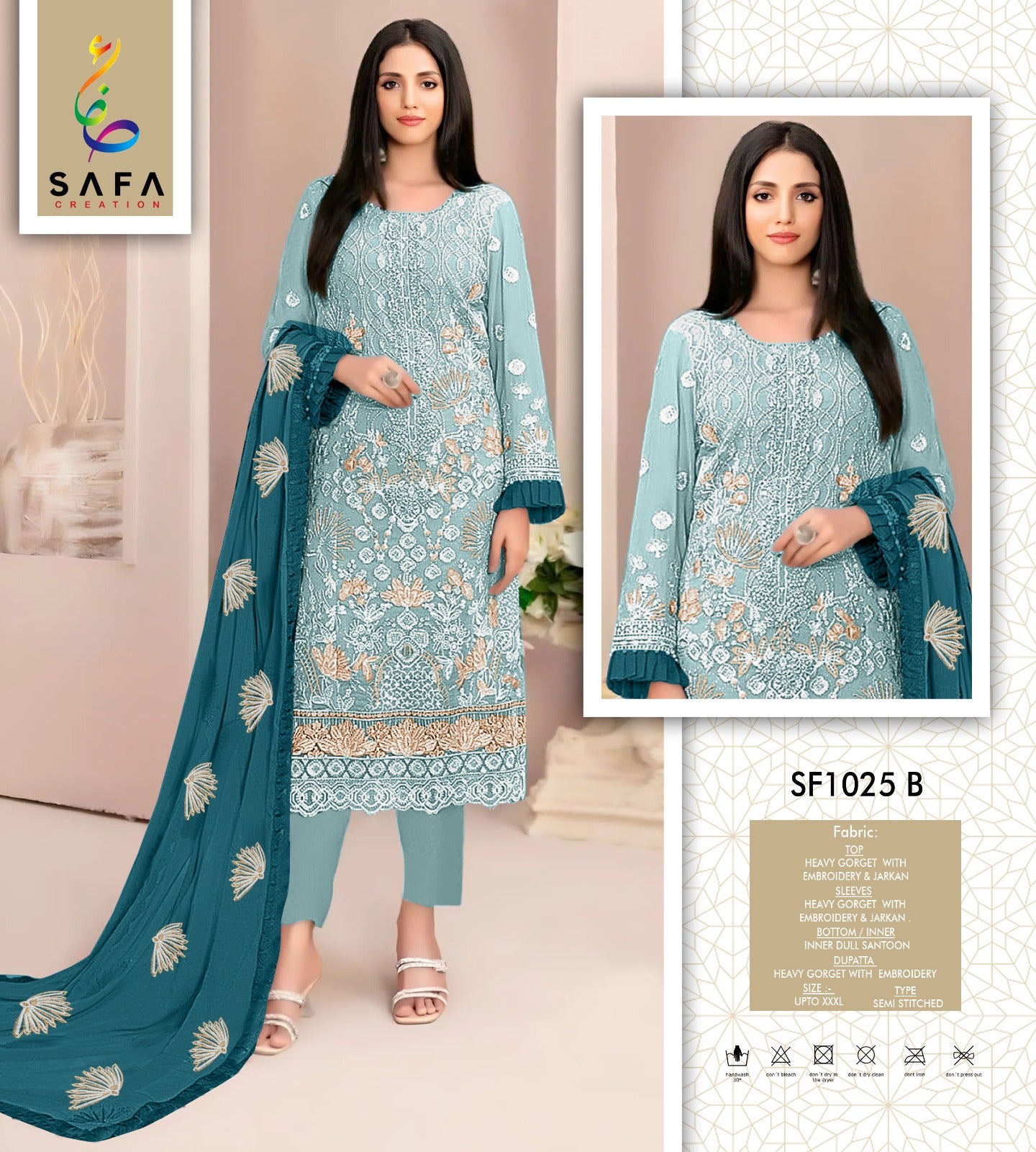 Sf 1025 Safa Creation Georgette Pakistani Salwar Suits Supplier