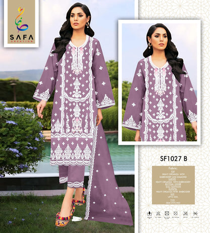 Sf 1027Abcd Safa Creation Organza Pakistani Salwar Suits Wholesaler