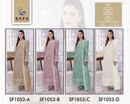 Sf 1053Abcd Safa Creation Georgette Gown Dupatta Set Manufacturer