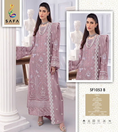 Sf 1053Abcd Safa Creation Georgette Gown Dupatta Set Manufacturer