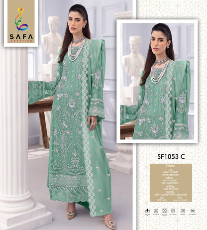 Sf 1053Abcd Safa Creation Georgette Gown Dupatta Set Manufacturer