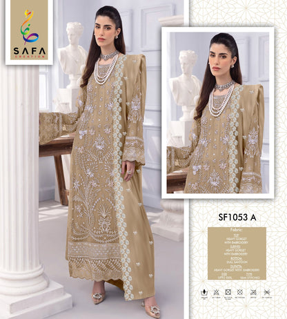 Sf 1053Abcd Safa Creation Georgette Gown Dupatta Set Manufacturer